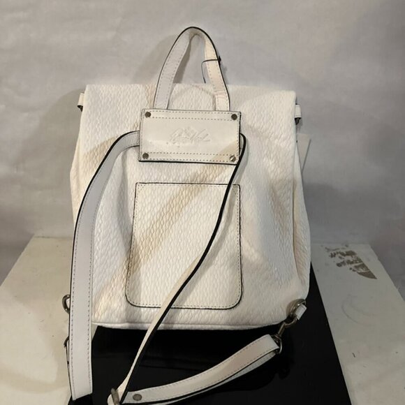 Patricia Nash NWT White Genuine Leather Backpack Travel Bag Fold over Fringe - Picture 2 of 8